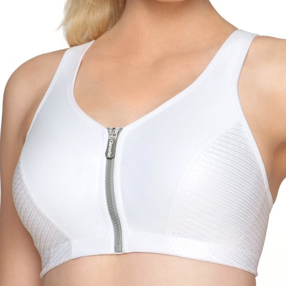 Glamorise SPORT Bra 34DD (HIGH-IMPACT) Wicks (RACERBACK) T-Back Zip-Up White NEW - Picture 4 of 16